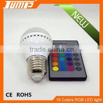 Factory directly sale IR remote control E27 16 colors 3W RGB LED lighting Color changing LED light