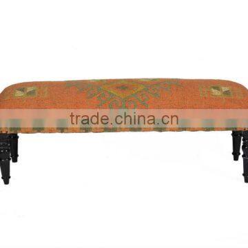 Natural Fibres soft wool jute Upholstered Bench