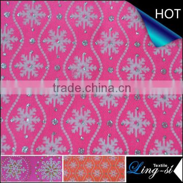 Christmas Design Satin Metallic Printed Fabric