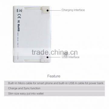 Convenient USB Micro Built in 2 Data Cable Power Bank 1350mah Emergency Charger Supplier's Choice photo-6