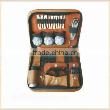 golf accessory set with synthetic leather carrying bag