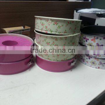 Dia.28*H7cm Carbon Steel Non-stick Round Springform Baking Pans 2pcs Set With Decals and Flowers photo-5