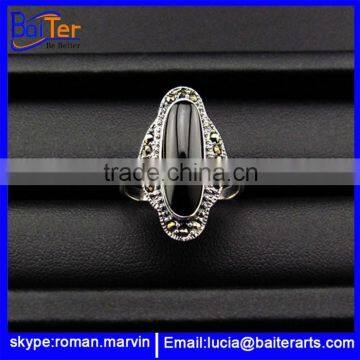 Wholesale fashion silver ring 925 silver ring with black stone