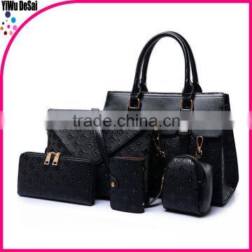 5pcs a set European and American style ladies handbags PU leather handbag new tide shoulder embossing bag