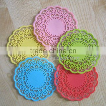 new design hollow flower shape silicone cup mat