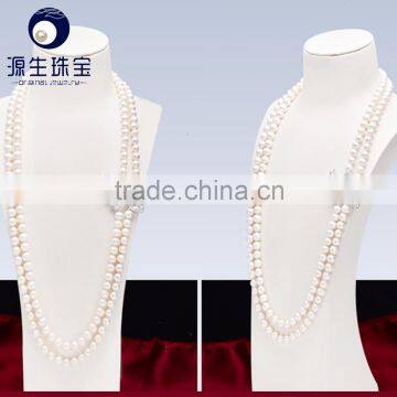 white color real fresh water long pearl necklace women