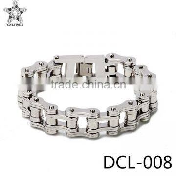 Wholesale China factory cheap high polish 16mm stainless steel motorbike chain bracelet for biker