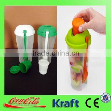 plastic salad cup with fork