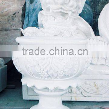 Decorative garden stone flower pot white marble hand carved sculpture for home garden