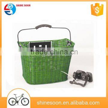 Eco-friendly cane Ladies bicycle basket/wove green bike basket