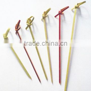 red bamboo loop picks,party decorative picks,knotted bamboo pick