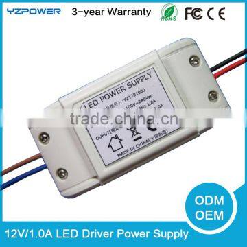 DC 12V 1A 12W LED Light Strip Transformer Switch Power Supply Driver 100V-220V