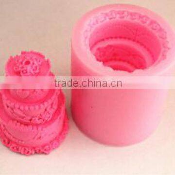 Three-tier wedding cake shape slicone candle mold