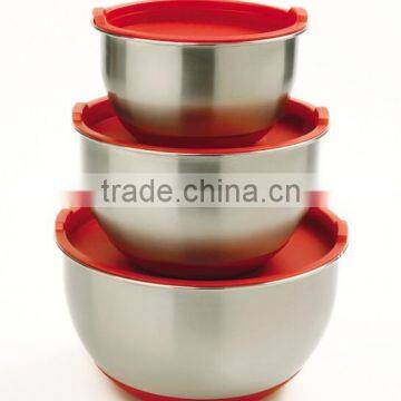 2016 Hot Sale 3pcs Stainless Steel Non-Slip Mixing Bowl