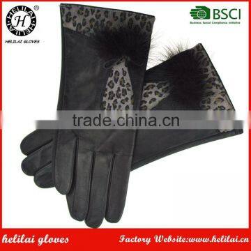 Wholesale Best Winter Warm Ladies Imported Leather Gloves With Fur Pompoms Accessories