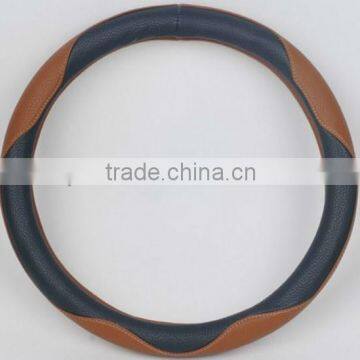 Leather blue&yellow car steering wheel cover