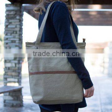 waxed canvas and leather tote bag china supplier