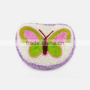 Beauty Bead Embroidery Coin Purse Butterfly Design