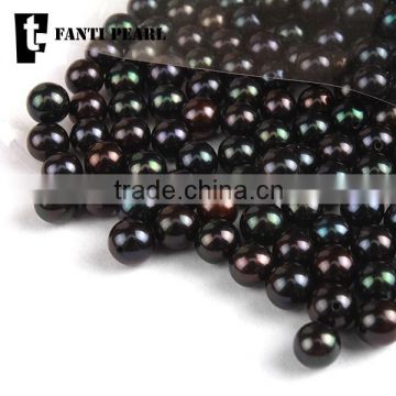 Wholesale 6.5-7mm black color AA round shape freshwater pearls beads