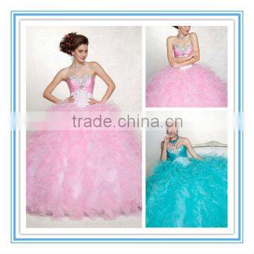 Lovely Free Jacket Ball Gown Organza Pink Quinceanera Dress(QUMO-1001)                        
                                                Quality Choice