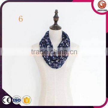 Wholesale Anchor Pattern Fleece Snood Custom Scarf Soft Polar Red Fleece Scarf