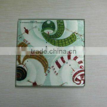 square glass coaster with christmas design