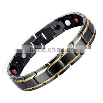 2016 new design black titanium germanium magnetic tungsten health bracelet