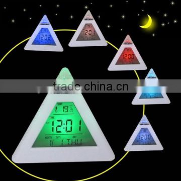 hot sale Pyramid calendar clock and alarm clock projector