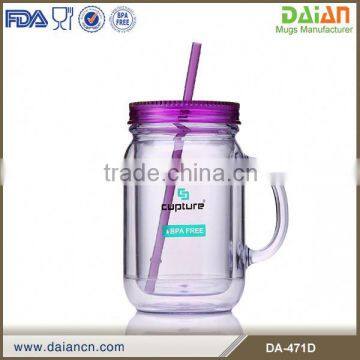 Hot Sale Plastic Mason Jar Beer Mugs Bpa Free photo-3