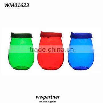 Colorful Single Wall Plastic Mason Jar with Slide on Lid for Promotion