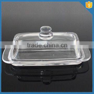 long smooth libby glass butter dish with lid