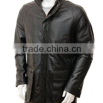 Hot style real sheep skin fur made overcoat men long leather coat