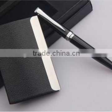 High quanlity advertising business name card holder and pen gifts set