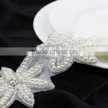 Big Fashion Elegant Handcrafted Pearl Beaded Trim for Wedding Dress R2711F01