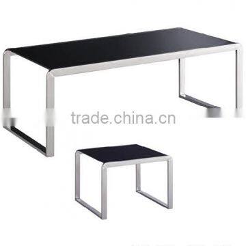 Modern rectangular glass coffee table with metal legs/glass top stainless steel base coffee table