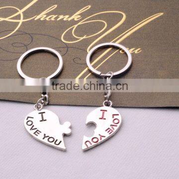 Manufactory Price Classical Design Lovers Keys Chain Silver Plated Heart Shaped Charm Keychain/ photo-3