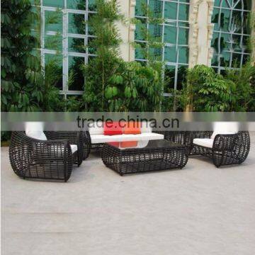 Newest Wicker Rattan Bamboo Outdoor Garden Sofa Furniture (1.2mm Alu Frame Powder Coated,5cm Thick Cushion, Waterproof Fabric) photo-4