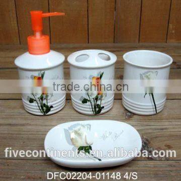 chinese ink decal ceramic bathroom accessories set