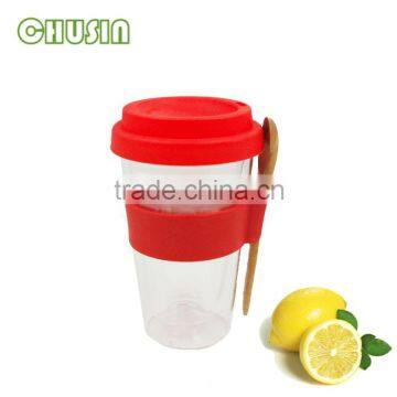 borosilicate glass mug single/double wall mug/coffee cup with silicone lid and handle