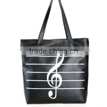 2015 New arrive hot sale simple design Musical Notes & letter printing women handbag