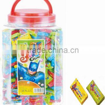 Tattoo bubble gum in tall jar(candy chewing gum)