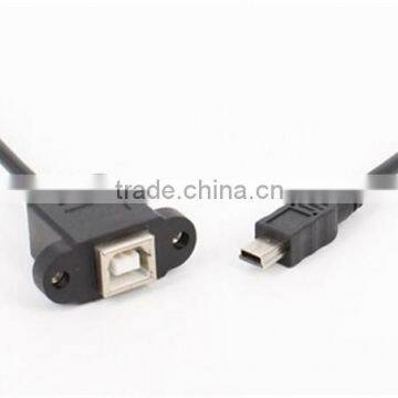 1m black color mini usb male to USB B female with screw cable top quality cabletolink