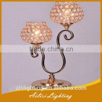 Made In China Beautiful Design Top Sale 2 Lights Crystal Table Lamp with E14 Socket