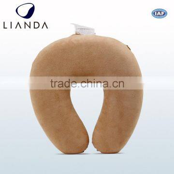 Cute Fast Delivery Plush Fabric Ergonomic Memory Foam Travel Neck Pillow With Simple Logo photo-5