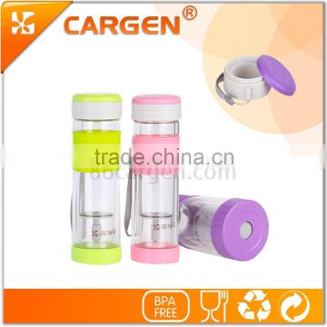 Factory oem 330ml double wall glass tea water bottle