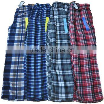 low price for stock winter pajama wholesale printed plaid fleece pajama pants