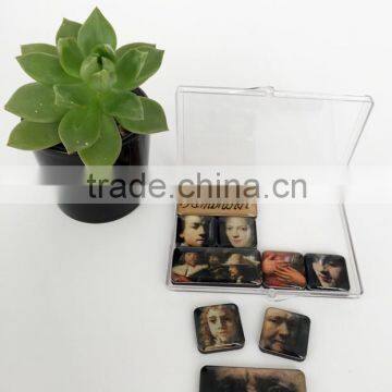 Big arcylic box pretty epoxy magnet gift sets Color brilliancy souvenir epoxy fridge magnet