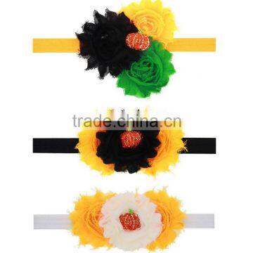 Promotions!! New Halloween Pumpkin Baby Flower Headband Girl Newborn Hair Accessories Elastic Headwear For Kids