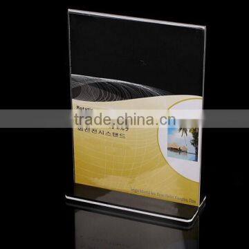 Tabletop OEM custom clear acrylic table tent holder/acrylic table stand menu holder