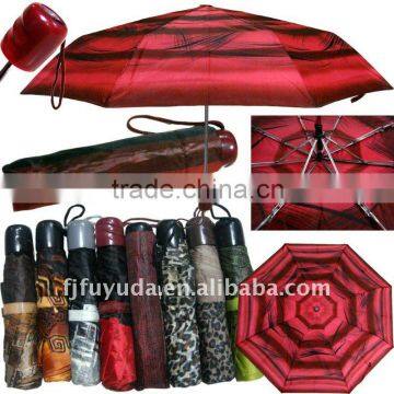 Red 3 Folding Super Mini Lady Fancy Design Umbrella